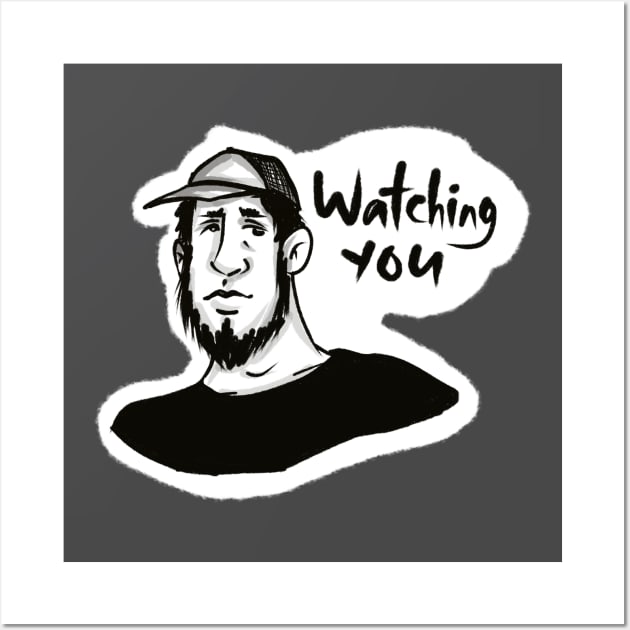 watching you. cute funny guy is watching you Wall Art by barbasantara